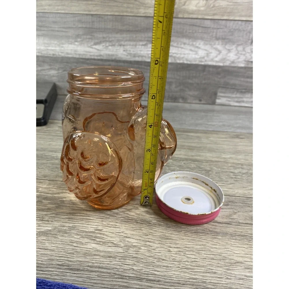 Pink Flamingo Mason Jar With Pink Lid ‎ No Straw